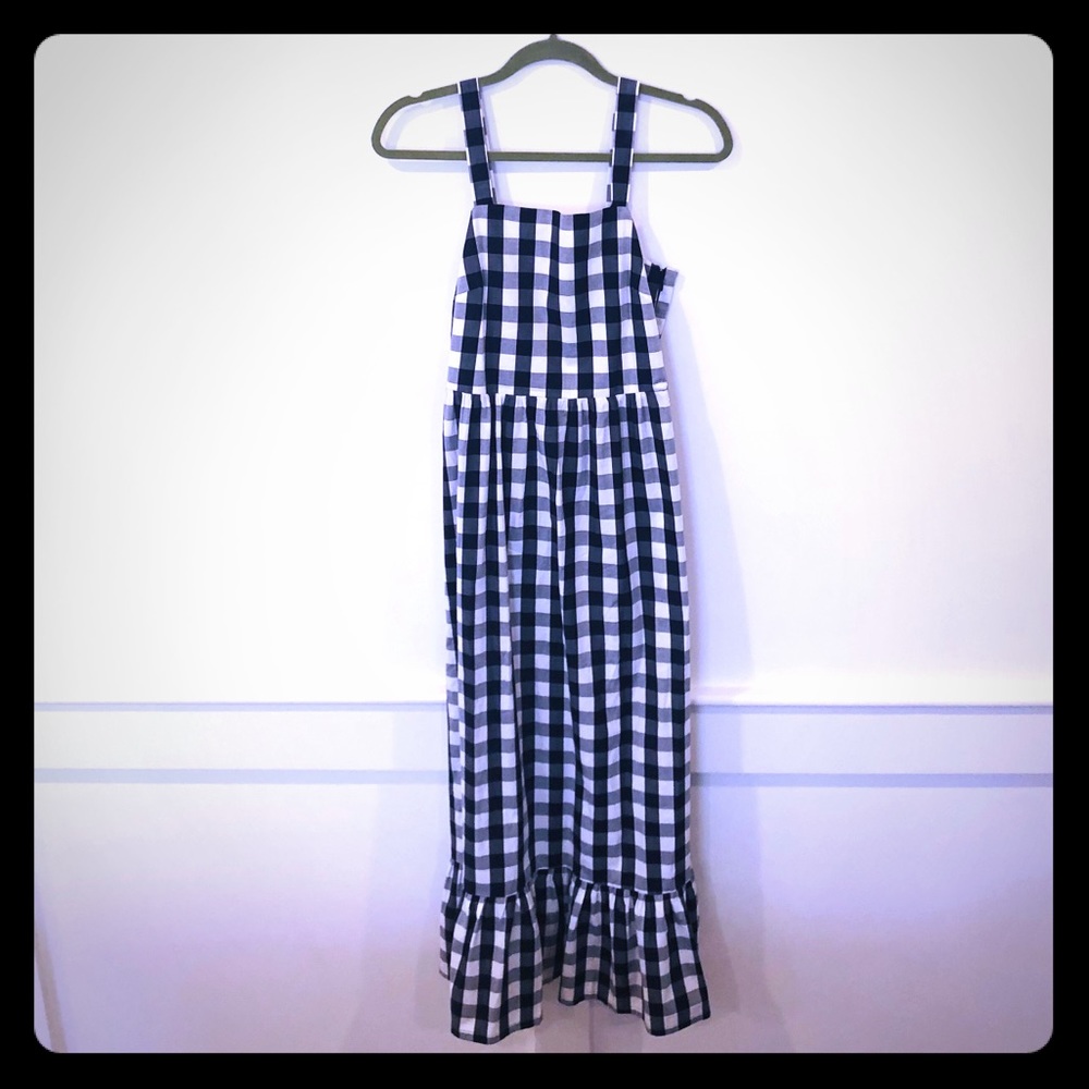 Jcrew maxi dress, navy and white check